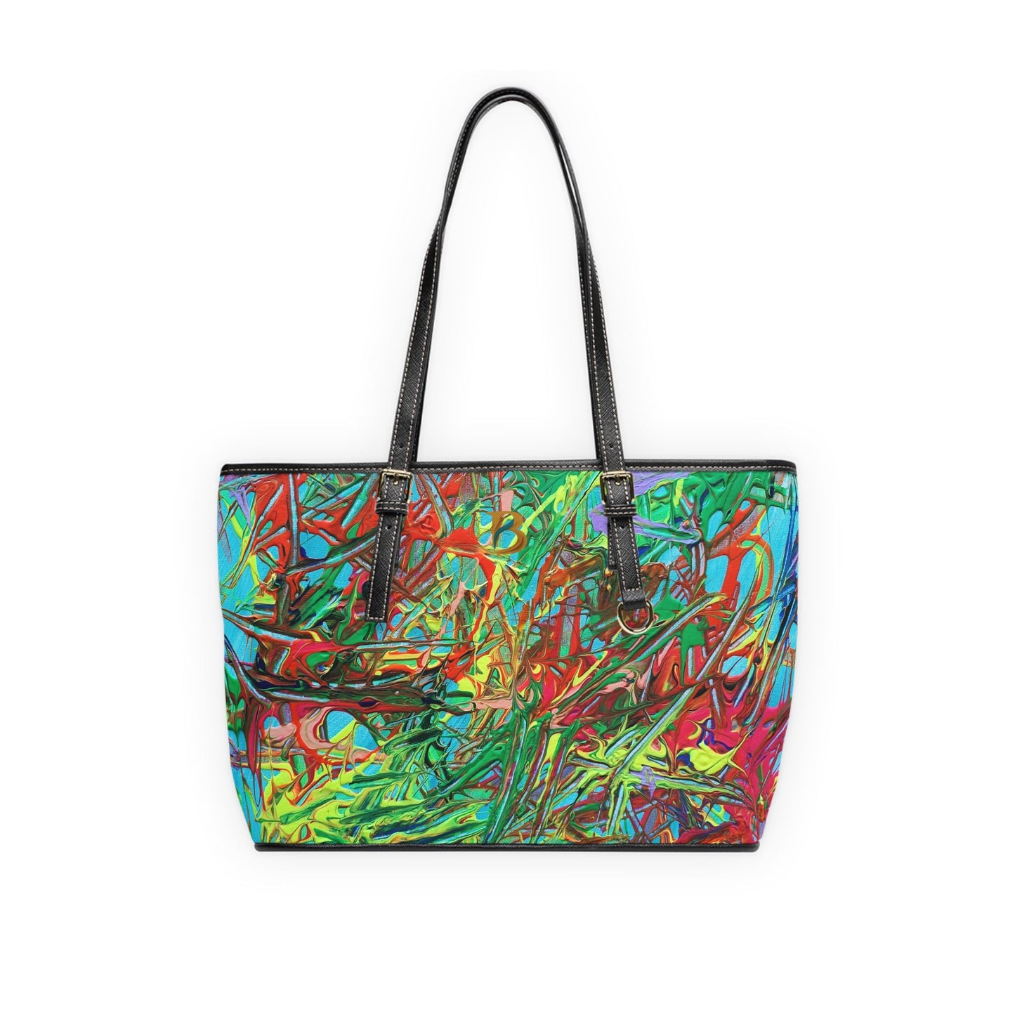 Celebration Abstract Art PU Leather Shoulder Bag – Luxury Designer Handbag