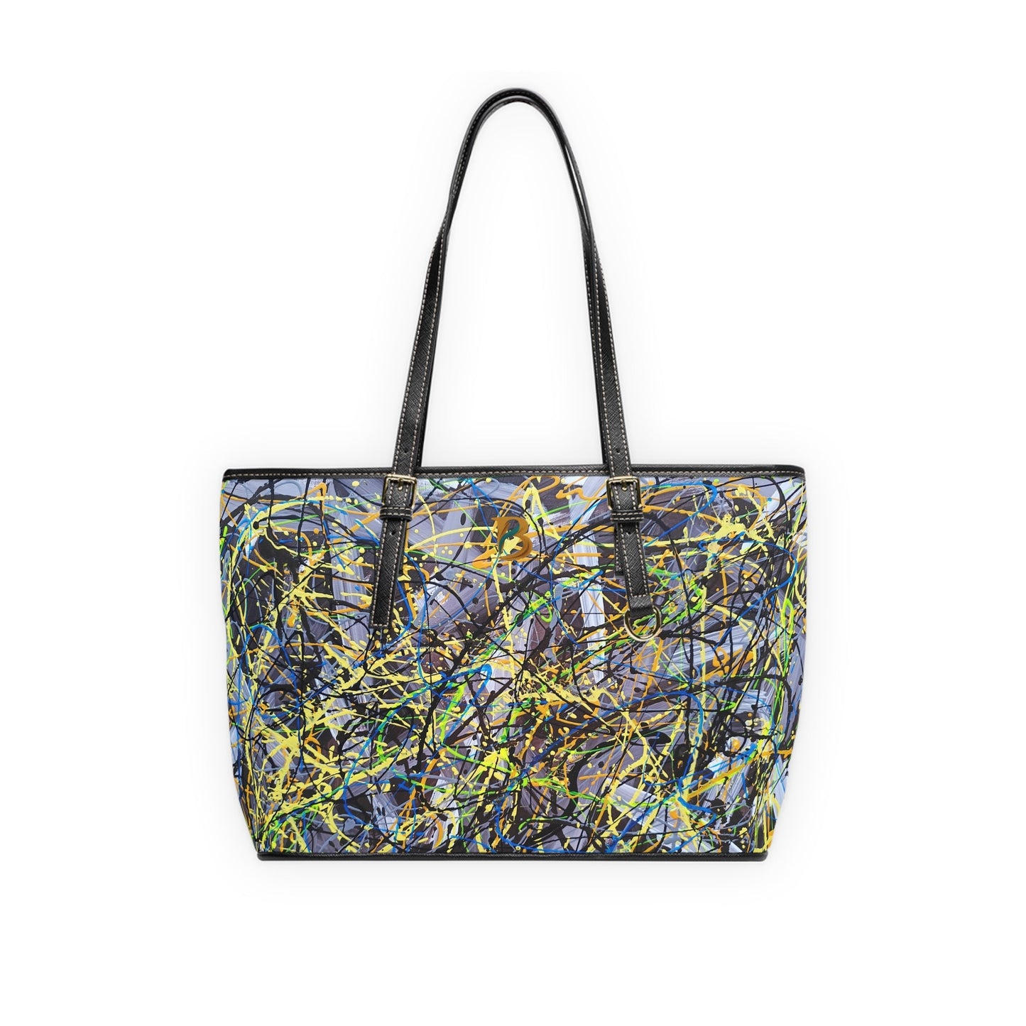 Static Abstract Art PU Leather Shoulder Bag – Luxury Designer Handbag