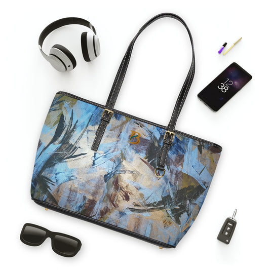 Whispers Abstract Art PU Leather Shoulder Bag – Luxury Designer Handbag