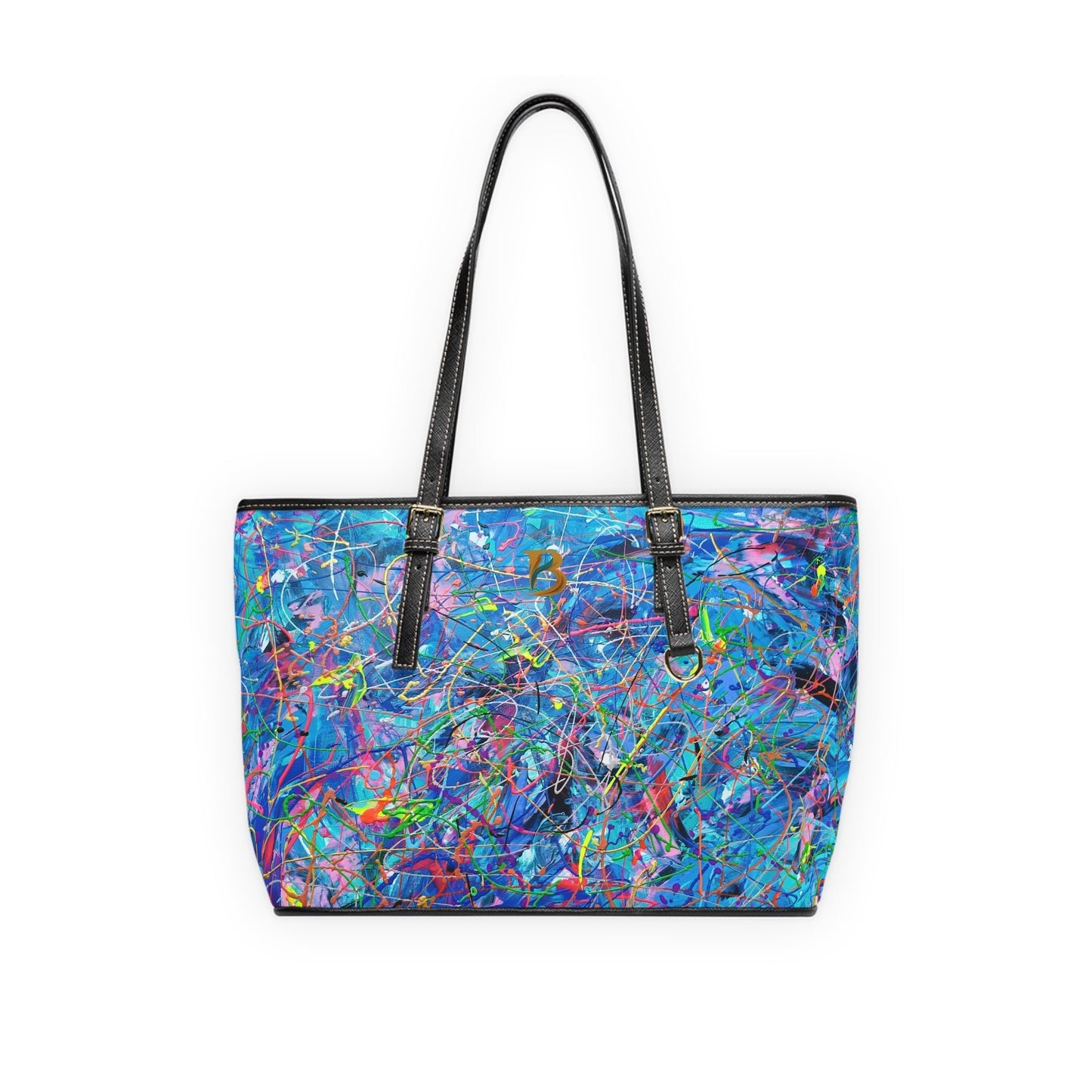 Tidal Rush Abstract Art PU Leather Shoulder Bag – Luxury Designer Handbag