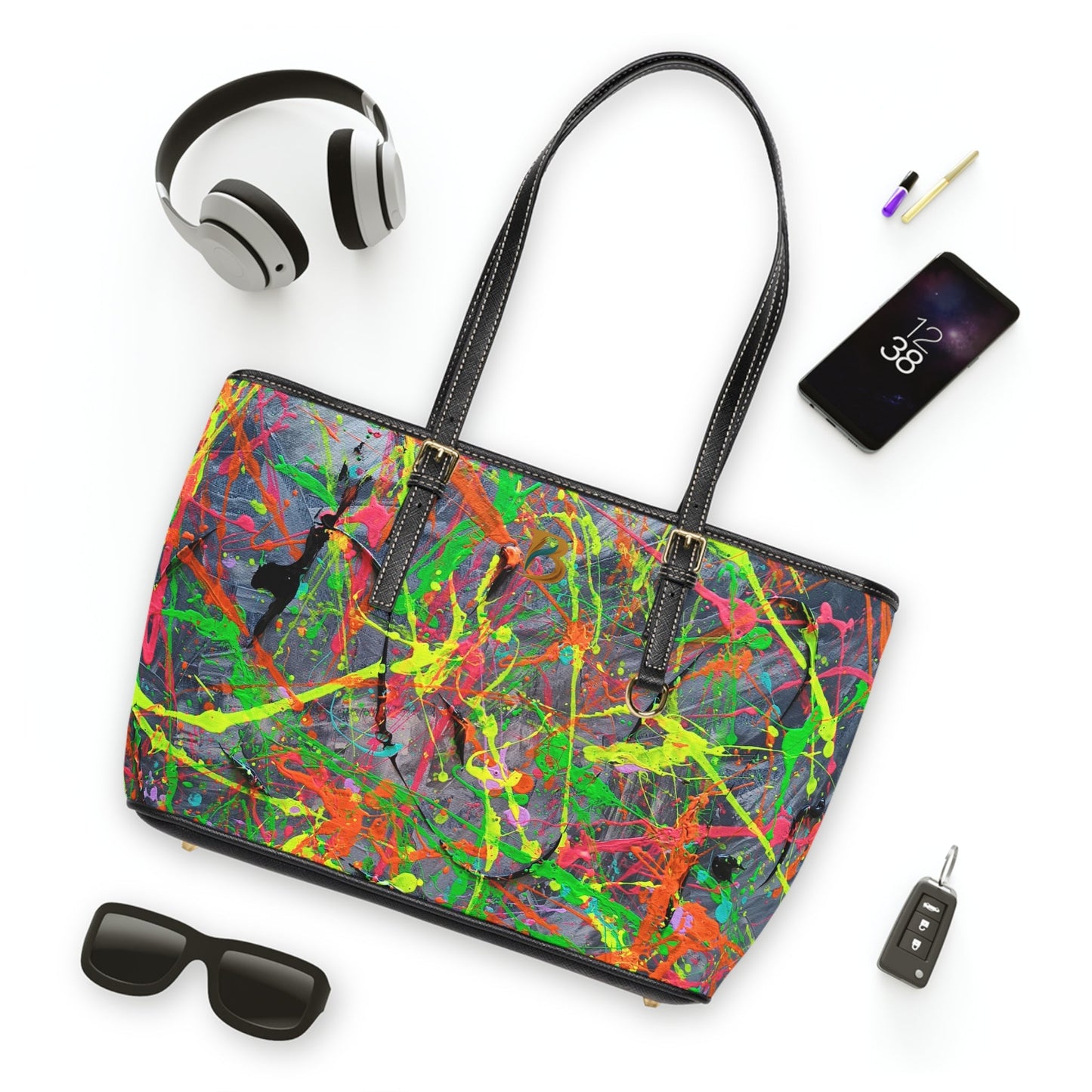 Riot Abstract Art PU Leather Shoulder Bag – Luxury Designer Handbag