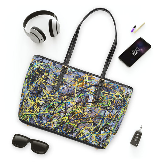 Static Abstract Art PU Leather Shoulder Bag – Luxury Designer Handbag