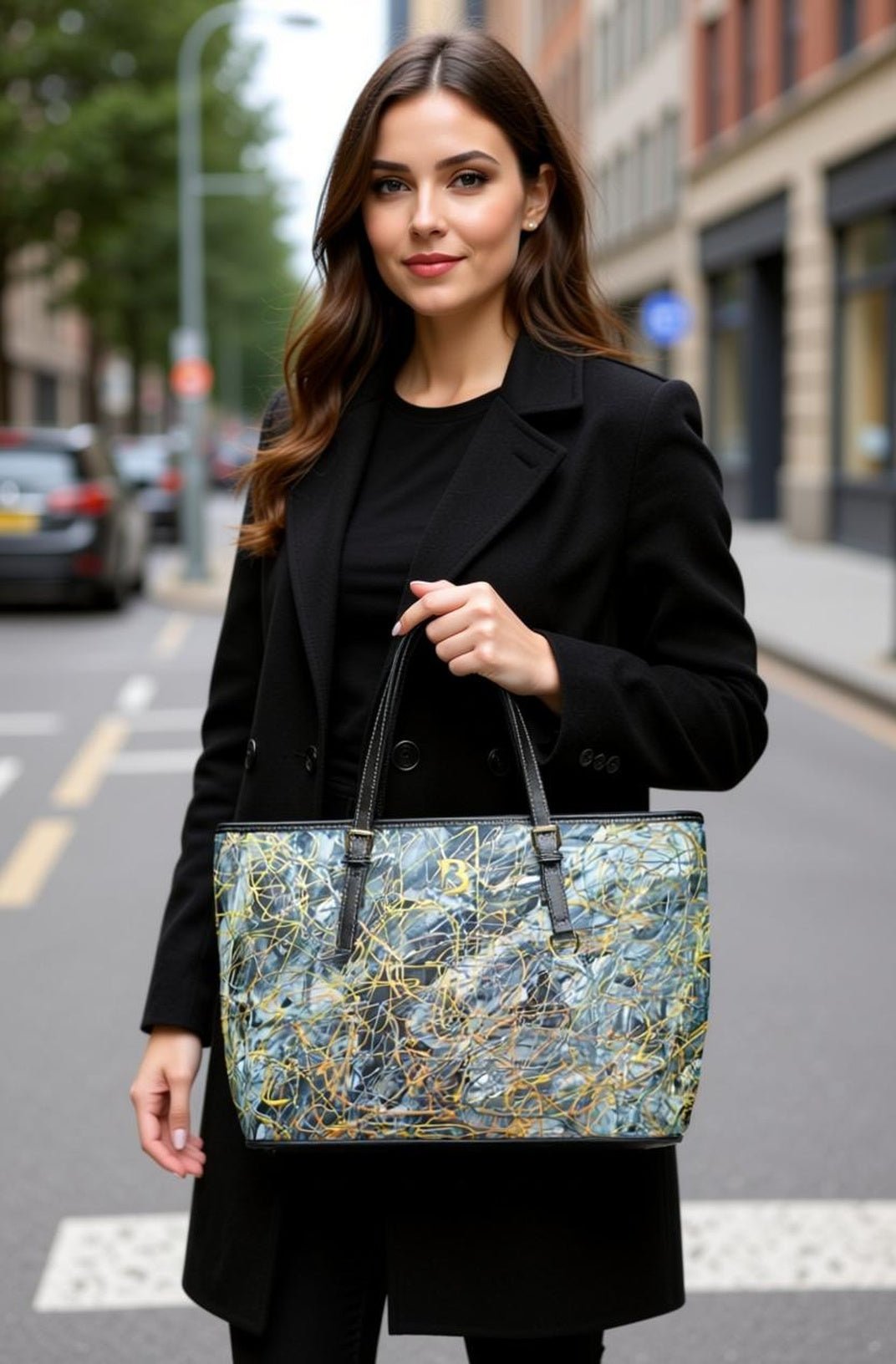 Tempest Abstract Art PU Leather Shoulder Bag – Luxury Designer Handbag