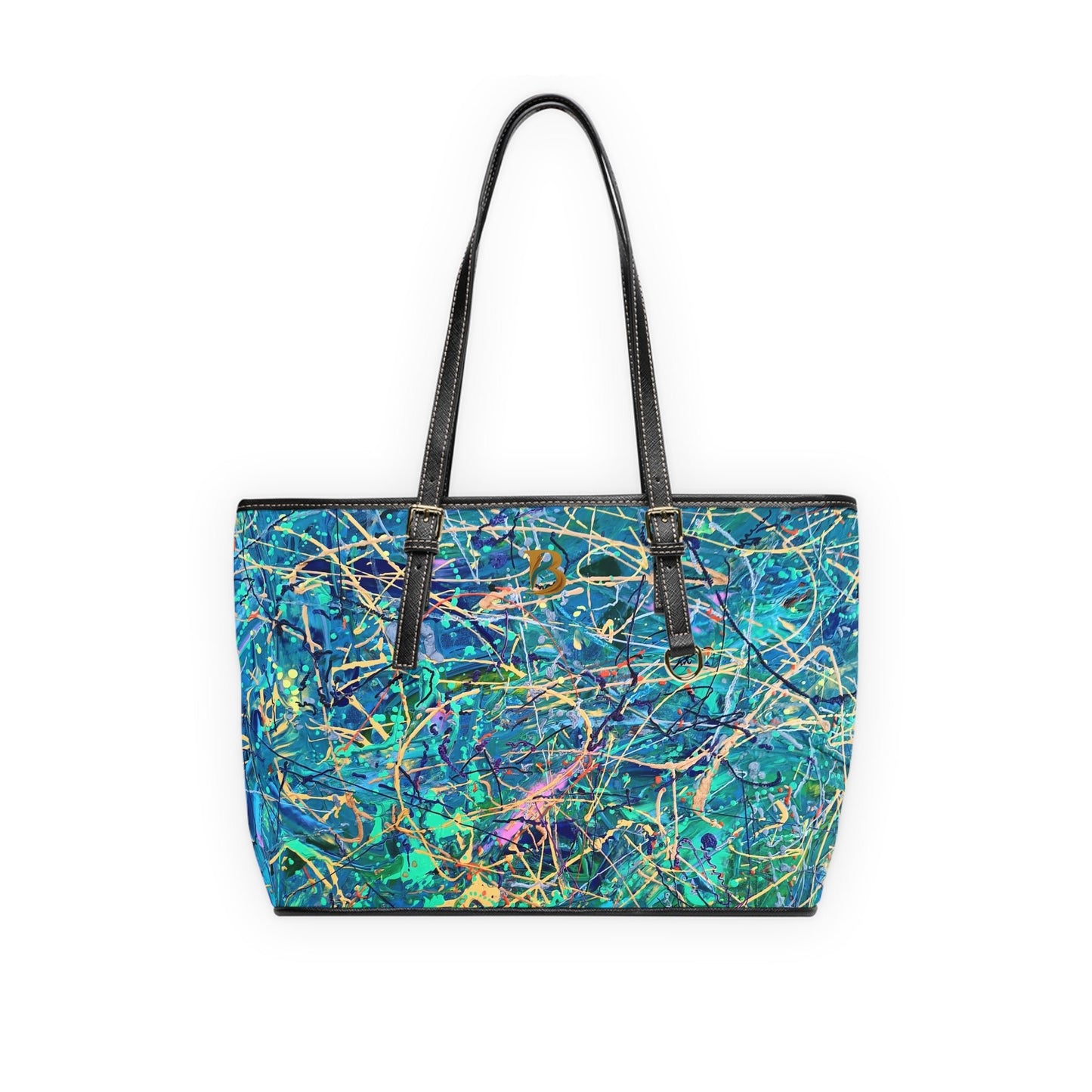 Surge Abstract Art PU Leather Shoulder Bag – Luxury Designer Handbag