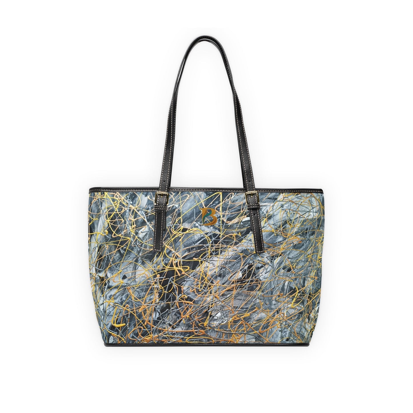 Tempest Abstract Art PU Leather Shoulder Bag – Luxury Designer Handbag