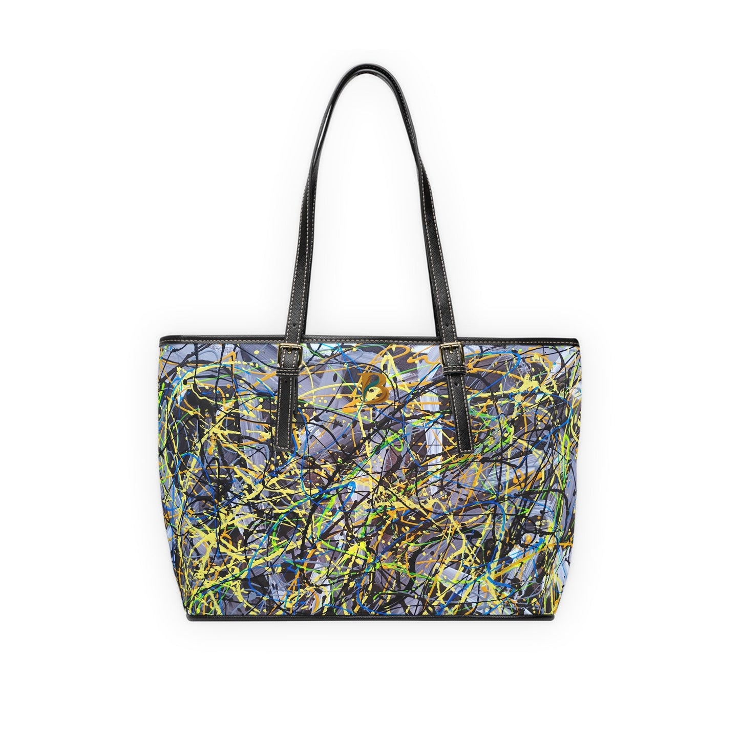 Static Abstract Art PU Leather Shoulder Bag – Luxury Designer Handbag