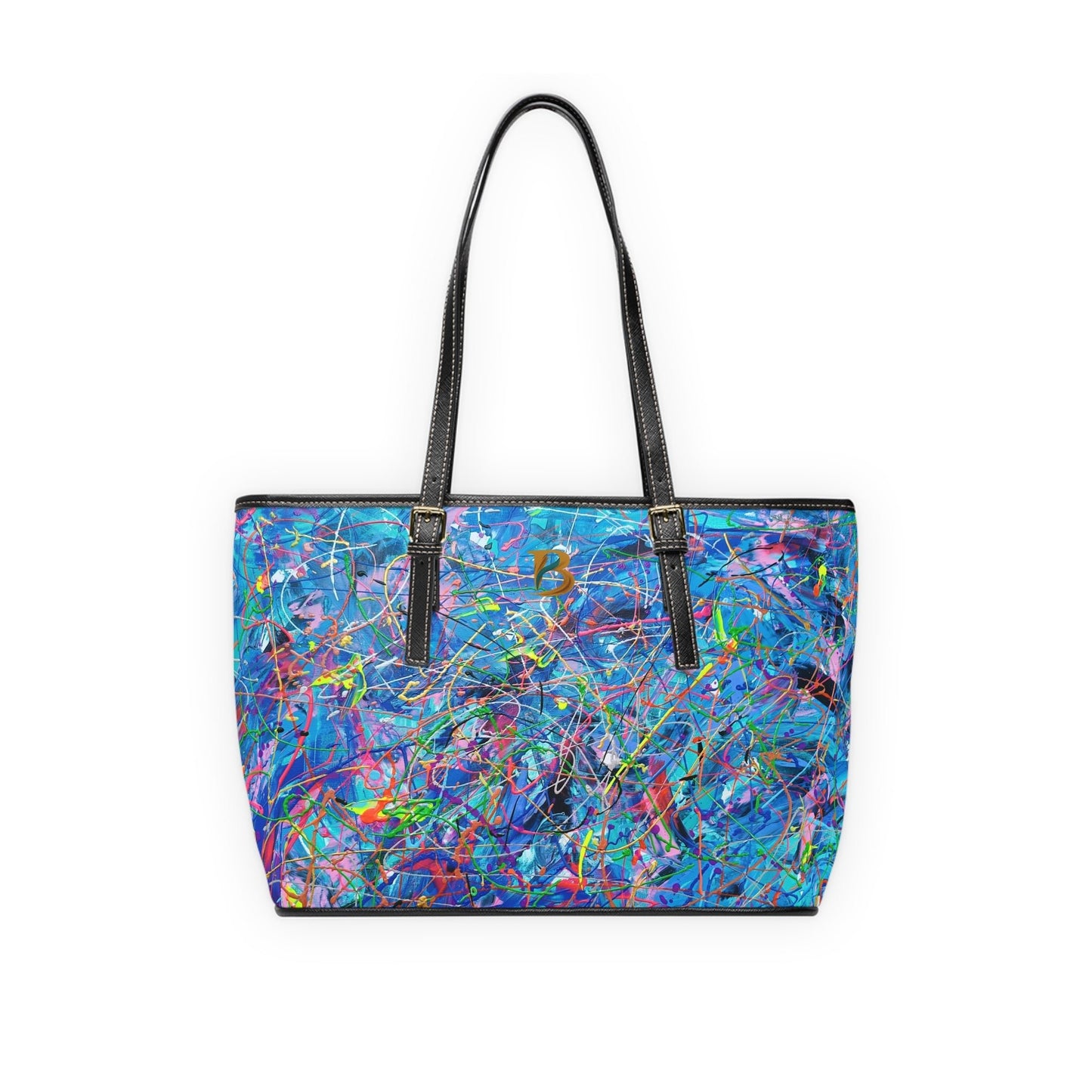 Tidal Rush Abstract Art PU Leather Shoulder Bag – Luxury Designer Handbag