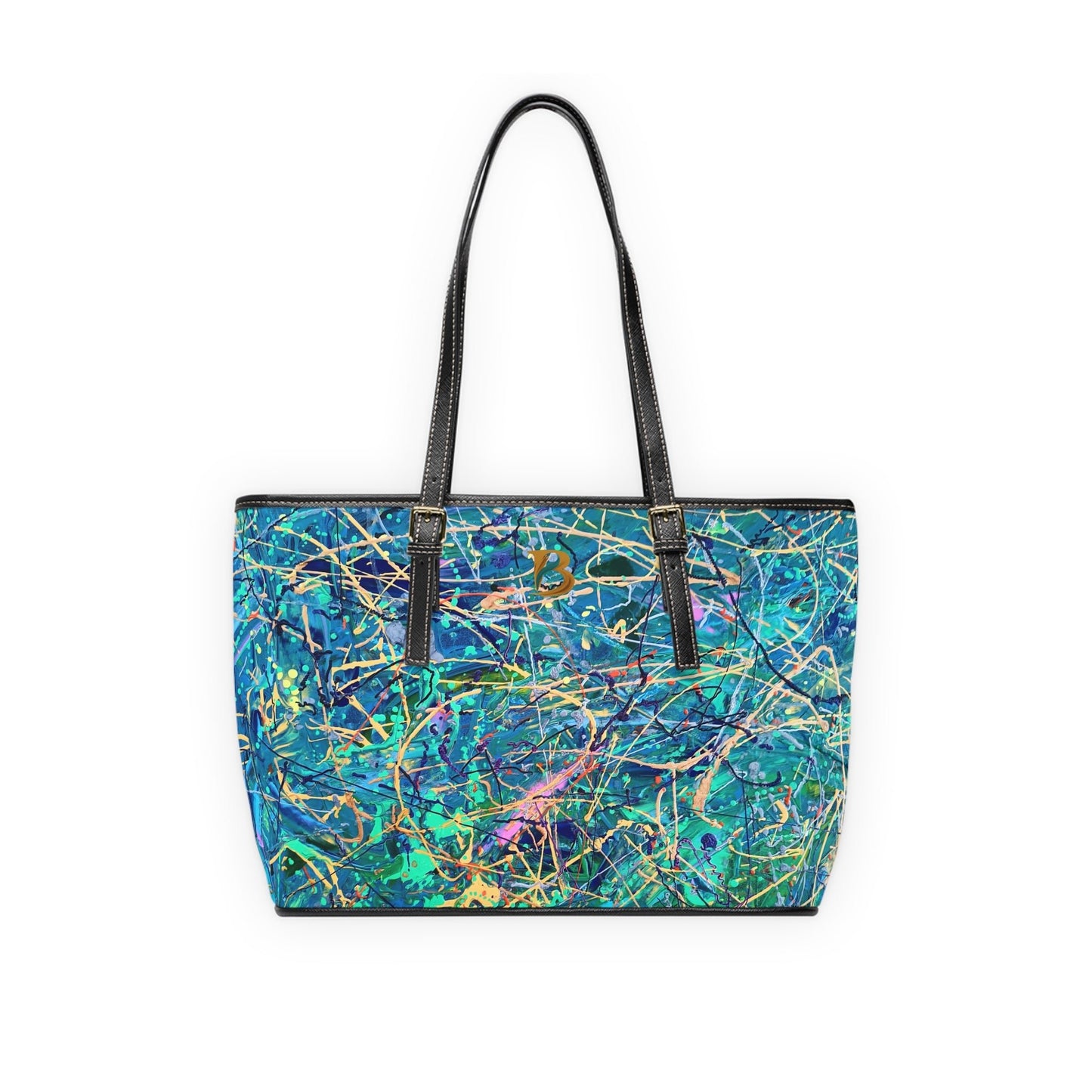 Surge Abstract Art PU Leather Shoulder Bag – Luxury Designer Handbag