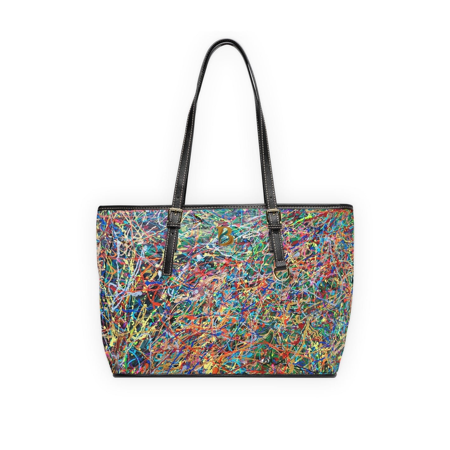 Wildfire Abstract Art PU Leather Shoulder Bag – Luxury Designer Handbag