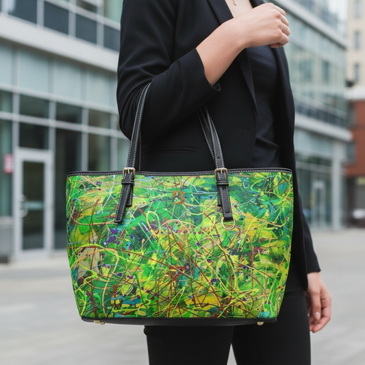Ultra-realistic green shoulder bag prominently featured